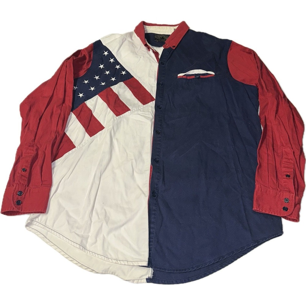Vtg Spindle River Classics XL Patriotic American Western Cowboy Button Up Shirt